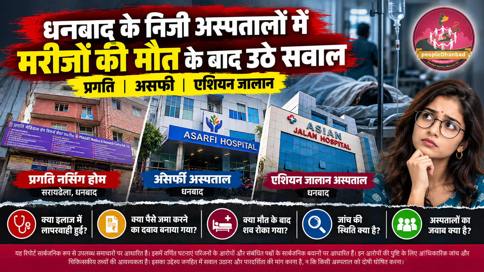 धनबाद के निजी अस्पतालों में मरीजों की मौत के बाद उठे सवाल: आरोप, जवाब और पारदर्शी जांच की जरूरत